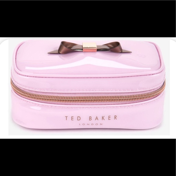 Ted Baker London Bow Jewellery Case Travel Makeup Organizer Rose Gold Pink Train - Picture 2 of 15